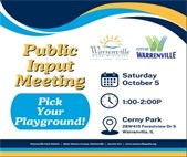 A graphic for the Cerny Park public input meeting October 2 to review playground design options.