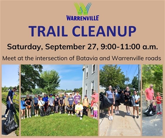 The annual fall trail cleanup is September 27 at 9:00 a.m. Meet at the intersection of Warrenville and Batavia roads.