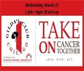 A graphic for Gilda's Club, a cancer support community that will have a library program March 27.