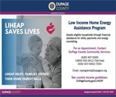 A photo of a woman holding a baby to promote the county's Low Income Home Energy Assistance Program.