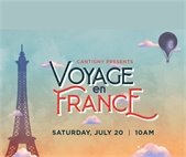 A graphic promoting the Voyage En France event at Cantigny on July 20.