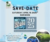 A graphic promoting the DuPage County River Sweep April 19, 2025.