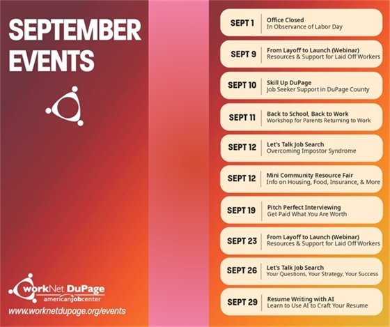 workNet DuPage offers a lot of career training in September. 