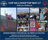 A photo to promote the Cop on a Rooftop Special Olympics fundraiser May 17.