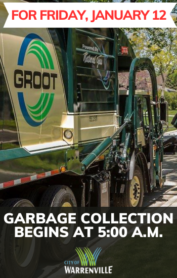 Garbage pickup early January 12